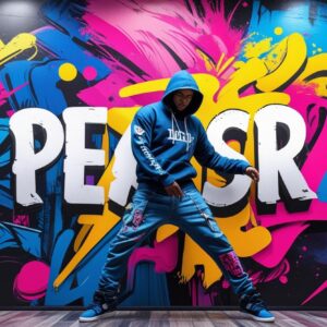 design a vibrant, realistic and artistic hiphop stylebackground image for an online dance course website.