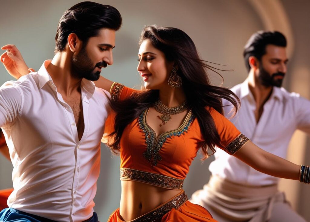create me image of man and woman doing khwab dekhe freestyle dance